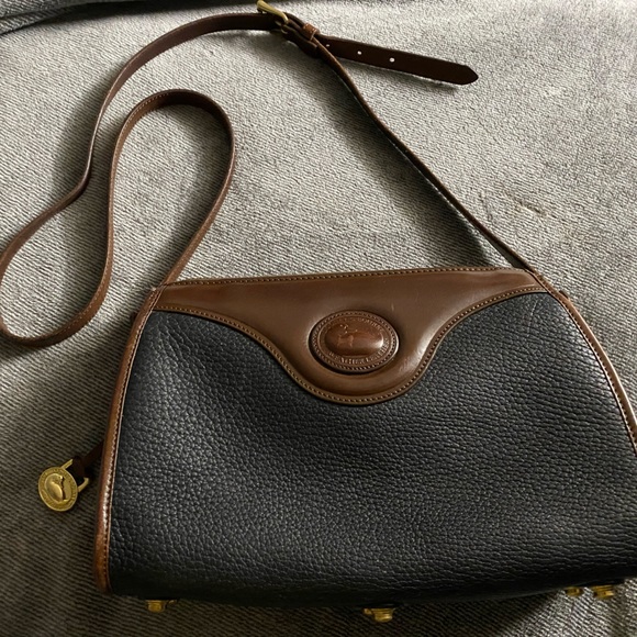 Dooney and Bourke 1980 Vintage all leather black / brown Crossbody. - Picture 1 of 4